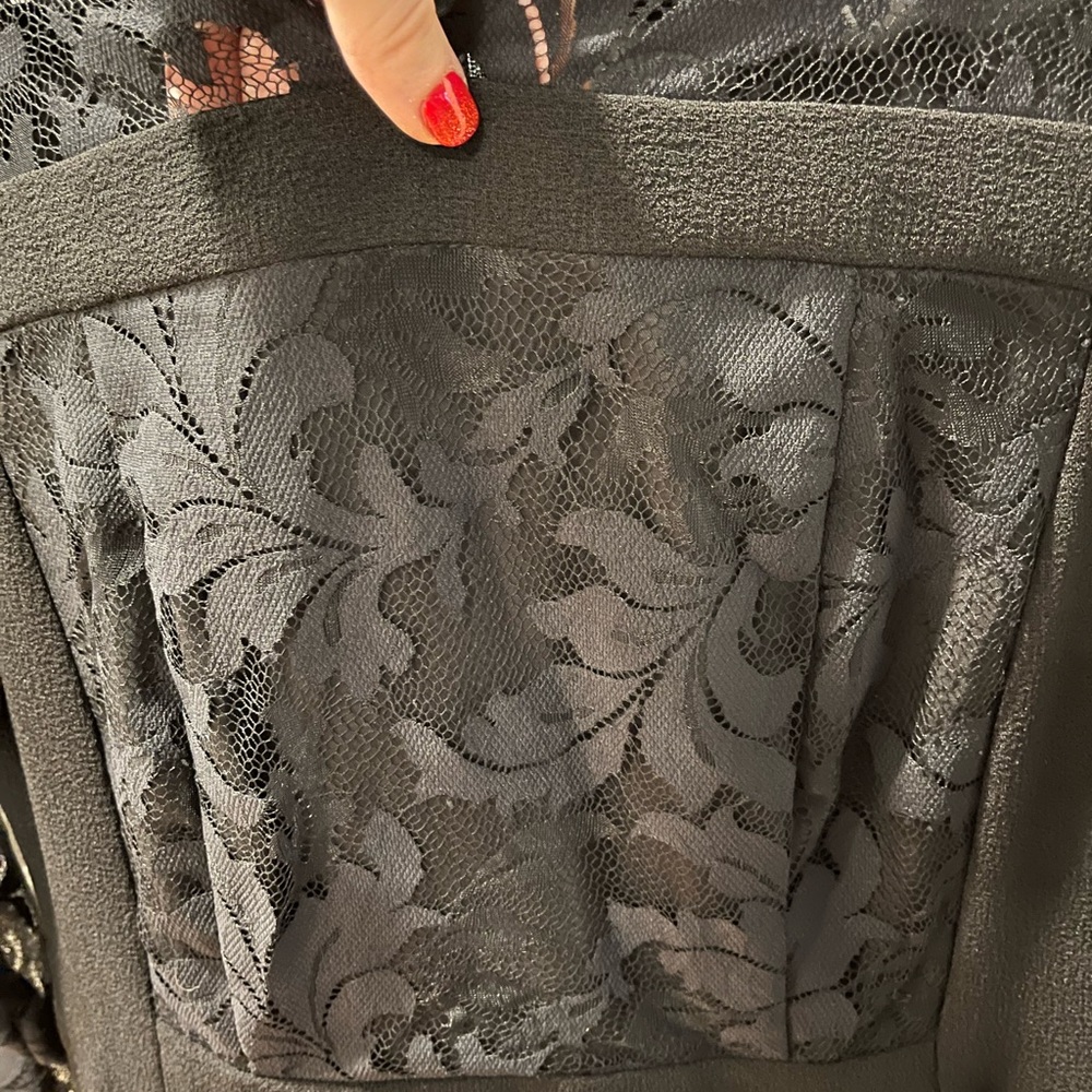 Nanette Lepore Women’s Size 8 Black Lace Dress Metallic Wool - Picture 8 of 8